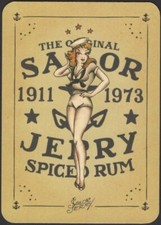 Playing Cards Single Card Old Wide * SAILOR JERRY RUM Alcohol Advert PIN UP GIRL
