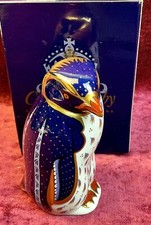 A Delightful Royal Crown Derby Rockhopper Penguin. Gold Stopper & Boxed. 