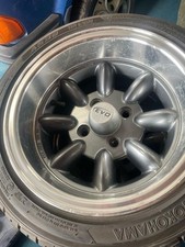 Set Of 4 Classic Mini Wheels With Yokohama Tyres Sized 175 50 R13.  Signs Of Age