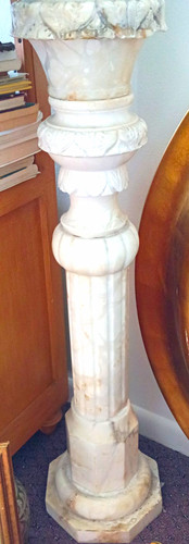 White marble stone pedestal - white,