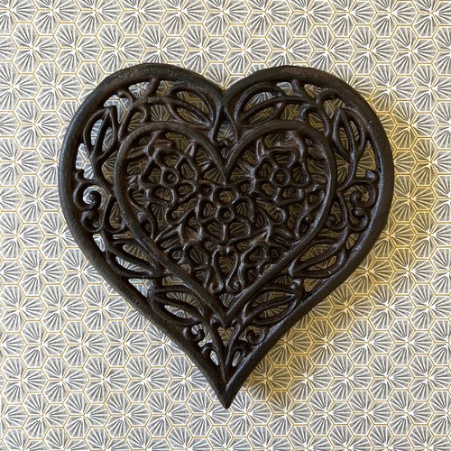 Cast iron heart shaped - heart, trivet