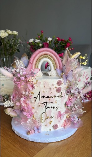 Macrame rainbow cake topper - macrame,