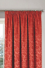 Curtains Terracotta Lined 3" Tape top Damask Jacquard Pair Of Pencil Pleat