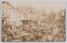 RPPC Epsom Derby Day, Spread Eagle Hotel, Busy Crowd, Early Motor Cars, Frith's