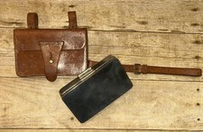 Antique Harrods English Fox Hunting Canteen Sandwich Tin In Leather Saddle Case