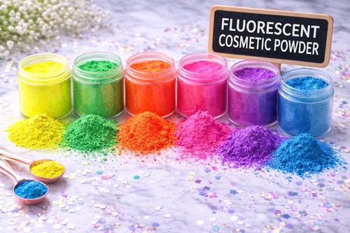 Fluorescent mica pigment - &,