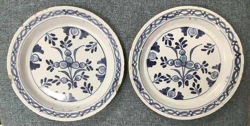 Pair english delft plates - delft,