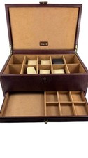 Dulwich Designs Watch Box Presentation Case Brown Leather Jewellery Organiser