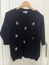 Red Herring Women’s Poodle 3/4 Sleeve Navy Blue Jumper Size 16 Good Condition