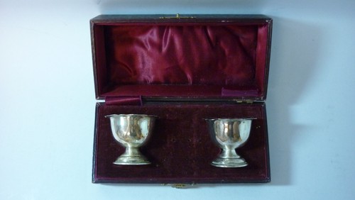 Antique silver plated egg cups - egg,