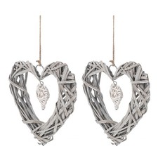 2pcs Heart Shape Wicker Woven