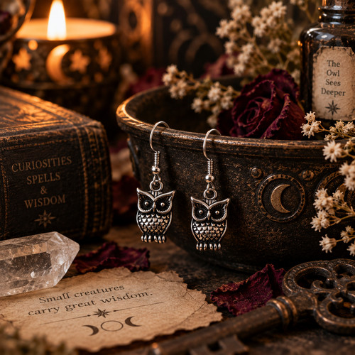 Owl earrings gothic - gothic,