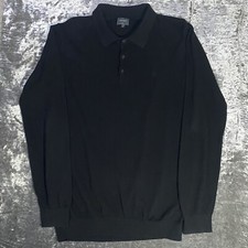 Peter Werth Black Long Sleeve Polo Shirt Top Size Large 