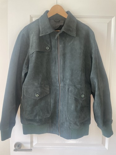 Men green suede jacket - men's,