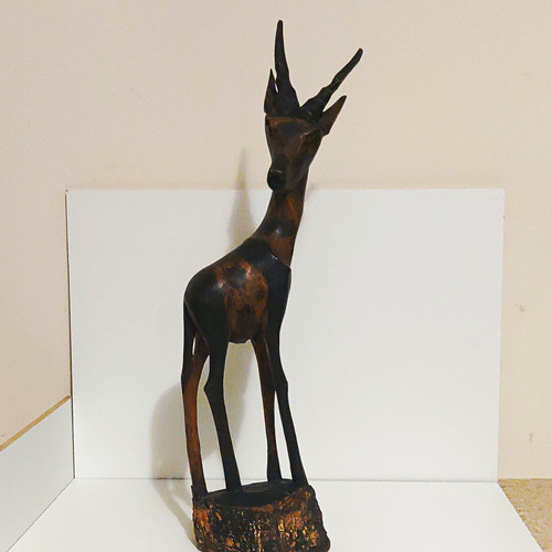Hand carved wooden antelope - wooden,
