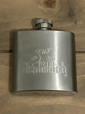 Small Solid Stainless Steel Screw Top Hip Flask Vintage Glenfiddich Whiskey 