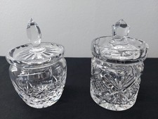 2 x Beautiful Cut Glass (crystal) Preserve Pots With Lids