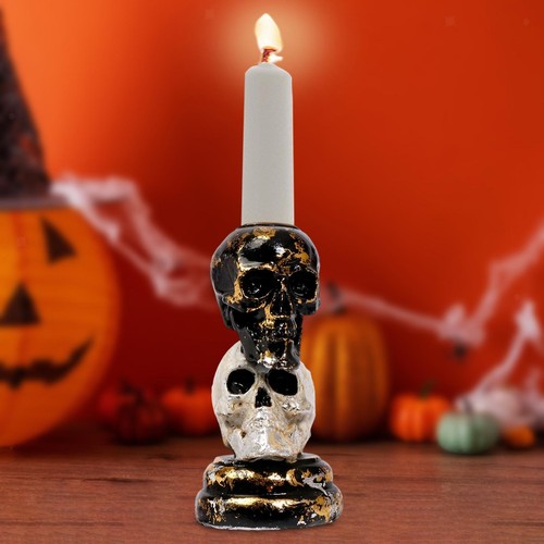 Skull candle holder - holder, halloween