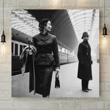 Fashion Model in Paddington Station, London - Canvas Rolled Wall Art Print