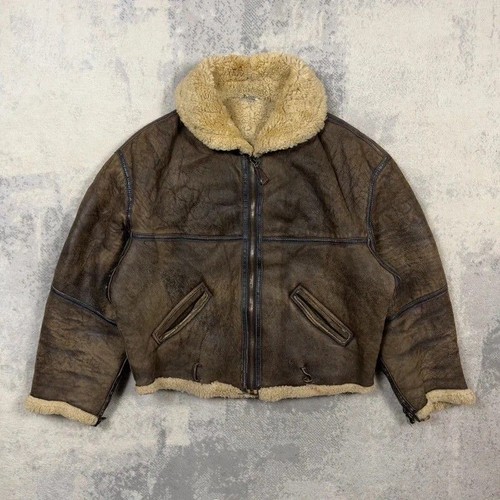 Brown leather shearling flying - leather,