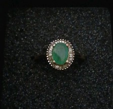 925 Zambian Emerald & Diamond Ring N