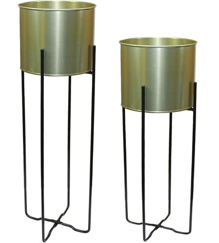 Gold metal plant pot stand - gold,