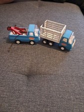 Vintage Small Tiny Tonka Blue Wrecker Recovery Tow Truck + Tipper.      (Db)