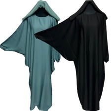 Batwing Farasha Abaya Jalabiya Arab Long Dress With Elastic Cuff sleeve