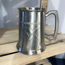 Wadworth 6X Pewter Beer Tankard. Rare Collectible  Glass Bottom