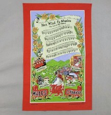 Welsh Gaelic Tea Towel Dish Cloth Hen Wlad Fy Nhadau 2012 Pendragon Wales 