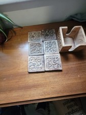 Wooden Coasters Vintage Set of