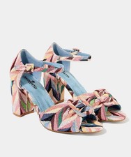 Joe Browns Shoes All Drama NEW 70’s style platform Metallic jacquard pink boxed