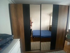 wardrobe with sliding doors - Vivense -(Cenevre 2 Sliding Doors Wardrobe, Walnut