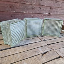 3no Reclaimed Glass Blocks Or Glass Bricks - 19.5cm x 19.5xcm x 9.5cm