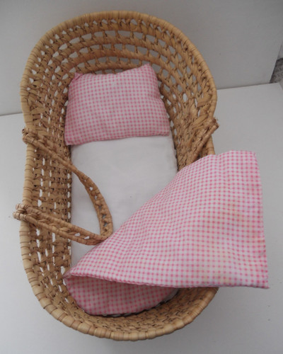Wicker carrycot with pink - wicker,