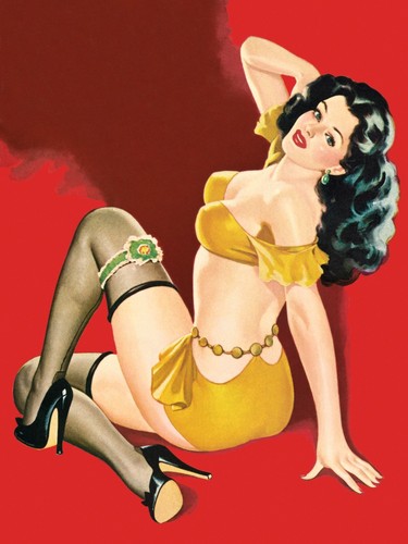 Vintage pin girls retro - pin, up