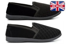 Mens Extra Large Slippers Twin Gusset Slip On Slippers Black Size 12/13/14/15/16