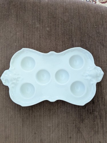 White ceramic escargot dish - ceramic,