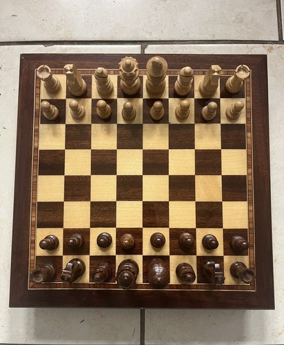 Wooden chess draughts set - chess/draughts,
