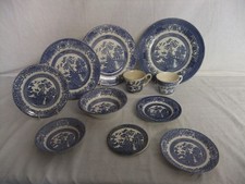 English Ironstone Staffordshire - Willow  blue tableware, stamps may vary 2E5A #