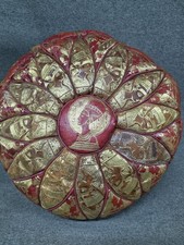 Vintage Mid Century Moroccan “Egyptian” Leather Pouffe Ottoman Footstool 70’s