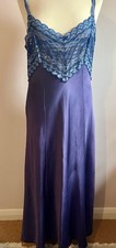 *Sulis* Silk Slip Dress Long Nightdress Full Slip Purple UK14