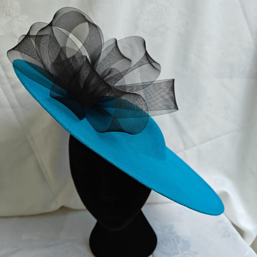 Turquoise blue black wide brim - blue,