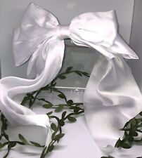 White Satin Hair Bow Ribbon Communion Wedding Dance Cheer Baby Shower Romany