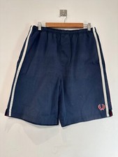 Fred Perry Shorts Mens Large Navy Blue Embroidered Y2K Vintage Summer