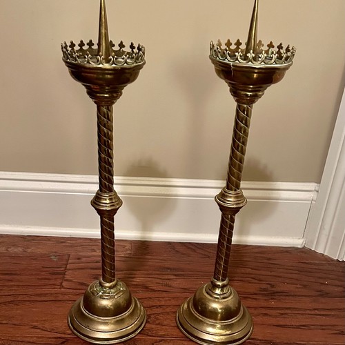 Pair large vintage brass - of,