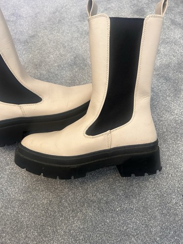 Cream leather longline chunky - leather,