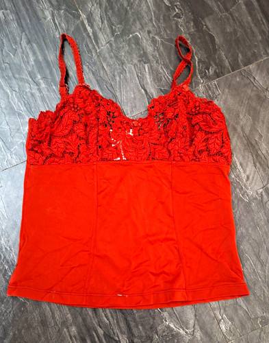 Senza red lace cami - lace,