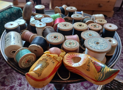 Vintage wooden thread spools - vintage,