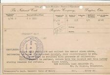 U.S. THE NATIONAL CASH REGISTER COMPANY, Dayton,Ohio 1910s Paid Invoice Rf 45424